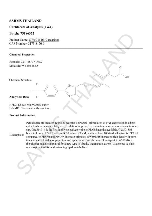 GW-501516 Lab Results - Sarms Thailand