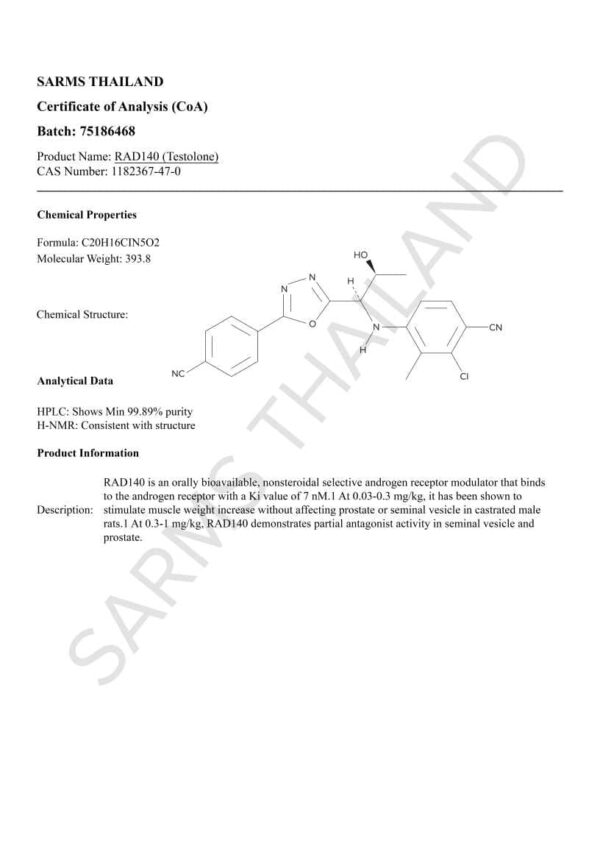 RAD-140 Lab Results - Sarms Thailand